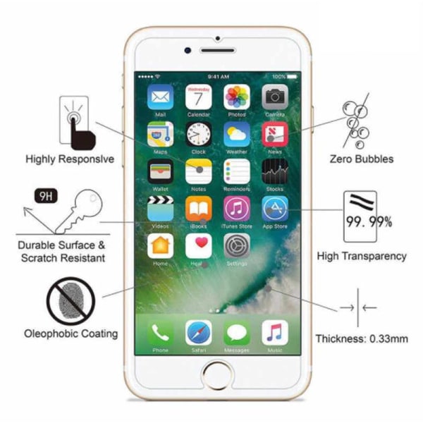 iPhone 8 4-PACK Skärmskydd 9H 0,3mm Transparent/Genomskinlig
