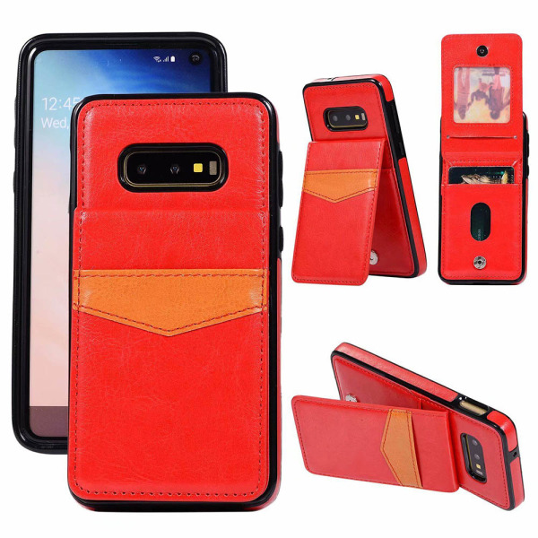 Skyddande Skal med Kortfack (Leman) - Samsung Galaxy S10E Röd