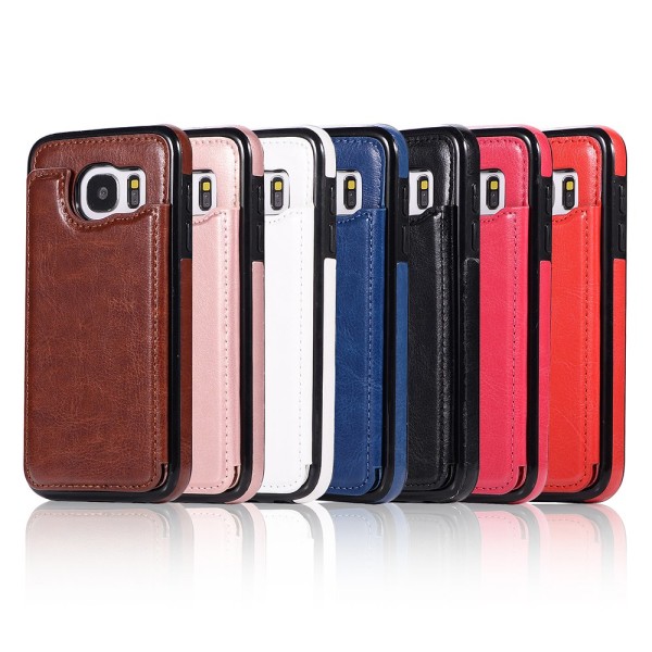 Samsung Galaxy S7 - NKOBEE Lærveske med lommebok/kortrom Röd