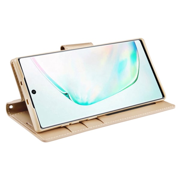 Samsung Galaxy Note10 - Kraftfullt Smart Plånboksfodral Guld Guld