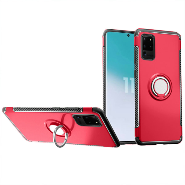 Ammattimainen kansi sormustelineellä - Samsung Galaxy S20 Ultra Röd