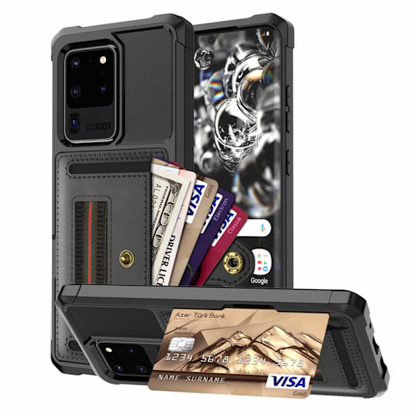 Skal med Kortfack - Samsung Galaxy S20 Ultra Svart Svart