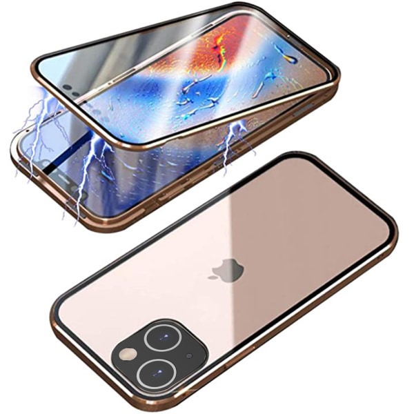 iPhone 13 Mini - Stilfuldt magnetisk dobbeltsidet cover Blå