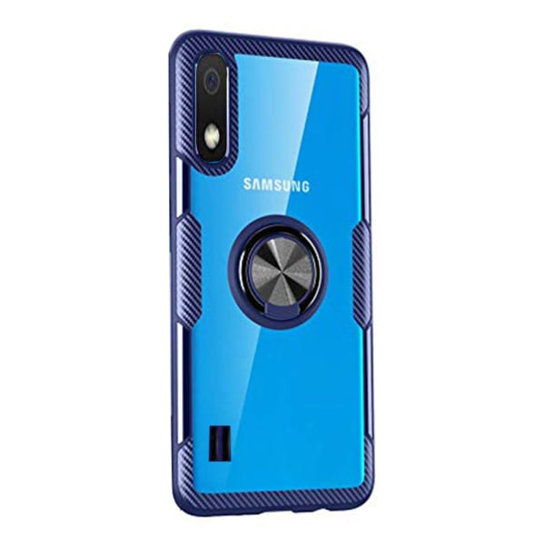 Samsung Galaxy A10 - Praktisk LEMAN-deksel med ringholder Mörkblå