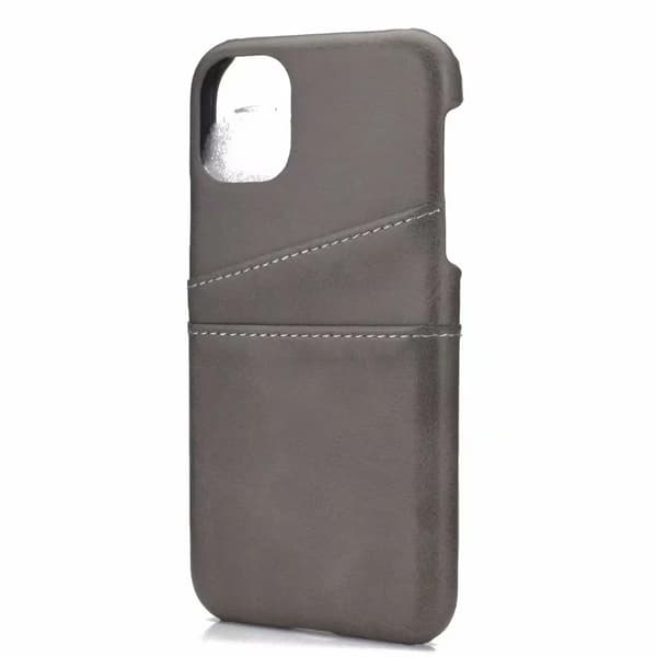 iPhone 15 Plus - Slank PU-lærfutteral med 2 kortlommer Grå