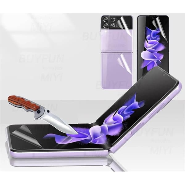 2-PACK Samsung Galaxy Z Flip 3 3-in-1 Hydrogel-näytönsuoja Transparent