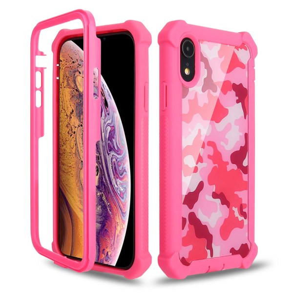 iPhone XR - Robust EXXO Skyddsfodral med Hörnskydd Kamouflage Rosa