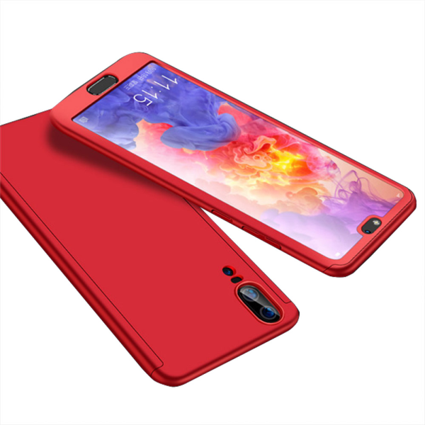 Huawei P20 - Tankevækkende Stilfuldt Floveme Dobbelt Cover Röd