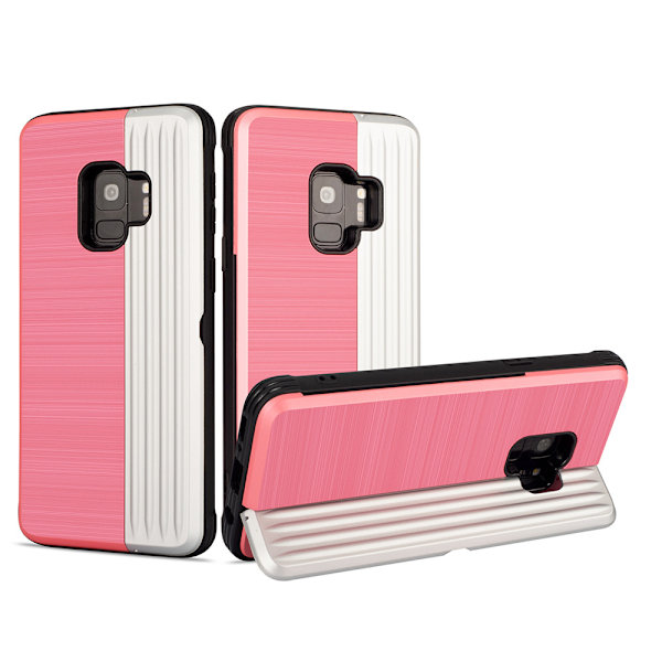 Klassiskt Skal med korthållare från LEMAN - Samsung Galaxy S9 Roséguld
