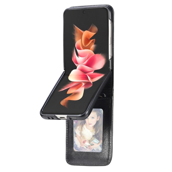 Samsung Galaxy Z Flip 4 - Stilrent Skal med Korthållare Roséguld