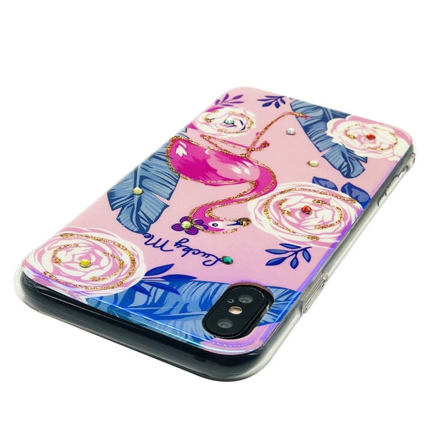iPhone X/XS - silikonikotelo Holiday (Pretty Flamingo)