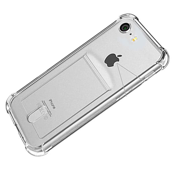 iPhone 7 - Stødabsorberende Silikoneskal med Kortlomme Transparent