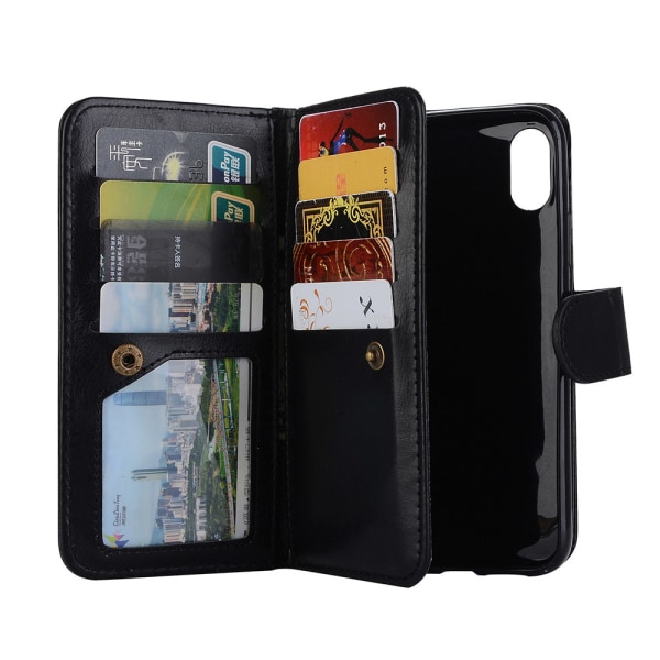 Stilig lommebokdeksel (9-kort) for iPhone XS MAX (LEMAN) Brun