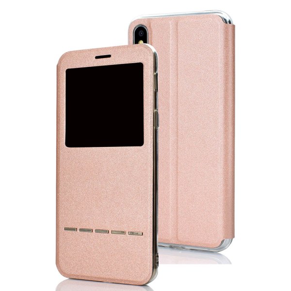 Elegant Smartfodral (Svarsfunktion) F�nster iPhone XS Max Rosa