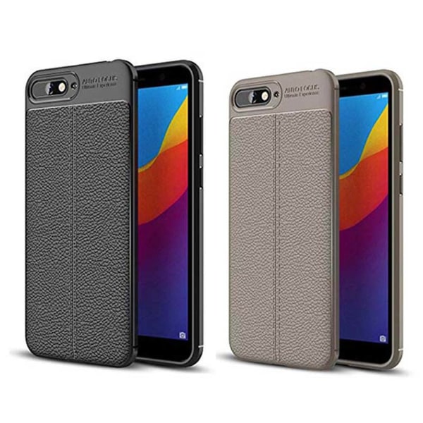 Huawei Y6 2018 - Smidigt Litchi-Läder Design Skal Svart Svart