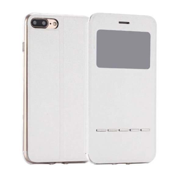 Stilsäkert Smartfodral Svarsfunktion Fönster iPhone 8 PLUS Vit