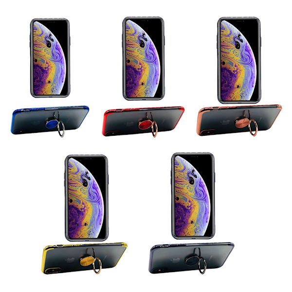 iPhone X/XS - Praktisk Silikondeksel Ringholder Blå Blå