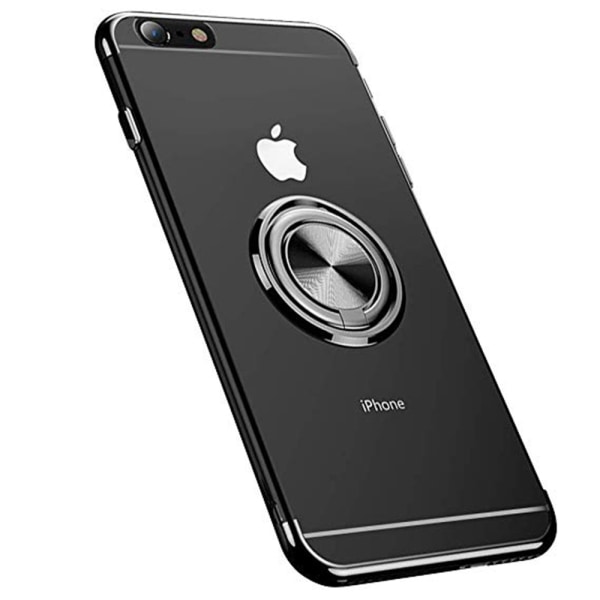 Silikone etui med ringholder - iPhone 5/5S Svart