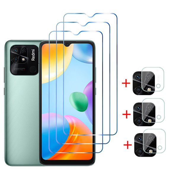 Xiaomi Redmi 10C Skärmskydd och Kameralinsskydd (2-pack) Transparent