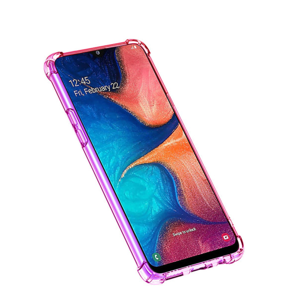 Samsung Galaxy A20S - Ainutlaatuinen Radiant Floveme -silikonisuoja Blå/Rosa