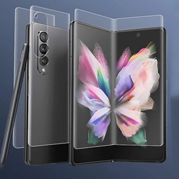 2-PACK 3-in-1 Samsung Galaxy Z Fold 3 Hydrogel Skärmskydd Transparent/Genomskinlig