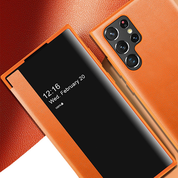 Samsung Galaxy S23 Ultra - Elegant Skyddsfodral med Vyfönster Svart