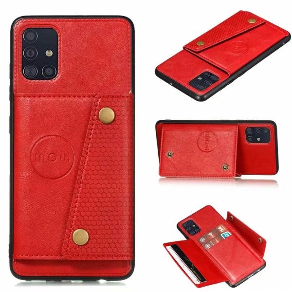 Cover med kortholder - Samsung Galaxy A71 Röd