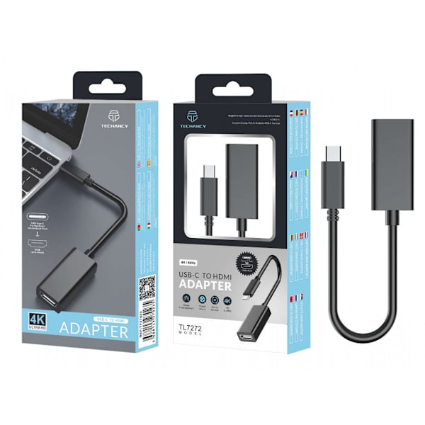 Techancy USB-C till HDMI Adapter - 4K & 2K Klarhet