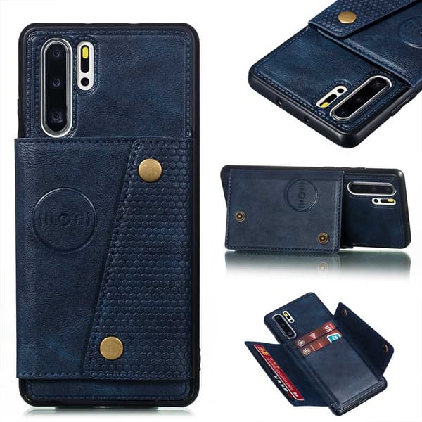 Huawei P30 Pro - Effektfullt Retro Skal med Kortfack Grå