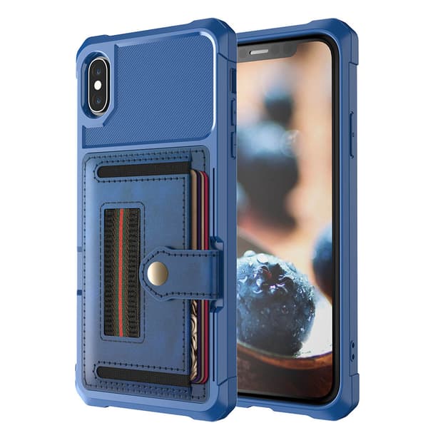 iPhone XS Max - Exklusivt Skyddsskal med Kortfack Svart