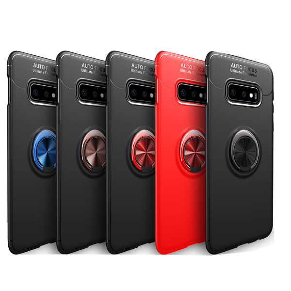 Samsung Galaxy S10e - Carbon skal med ringholder Röd/Röd
