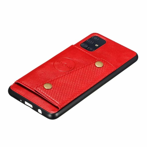 Praktiskt Skal med Kortfack - Samsung Galaxy A51 Röd