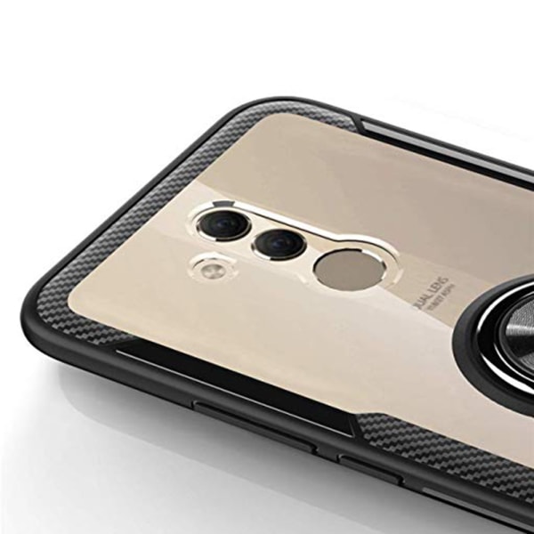 Huawei Mate 20 Lite - Smart Leman Cover med ringholder Marinblå/Silver
