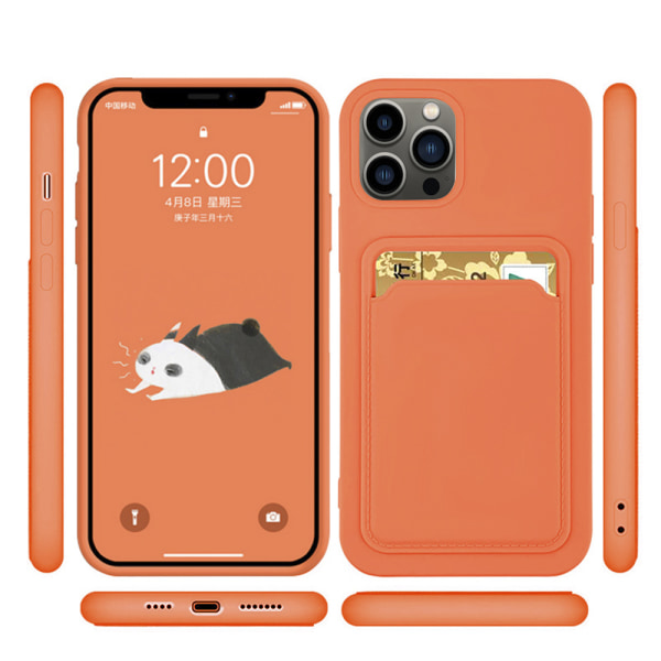 iPhone 14 Pro - Praktiskt Floveme Skal med Korthållare Orange