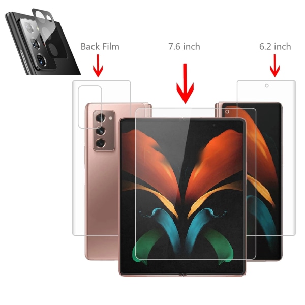 3-PACK Samsung Galaxy Z Fold 2 -Smart Hydrogel Skärmskydd 4 in 1 Transparent