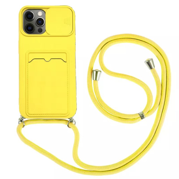 iPhone 12 Pro Max - Smidigt Skyddande Skal med Korthållare Gul