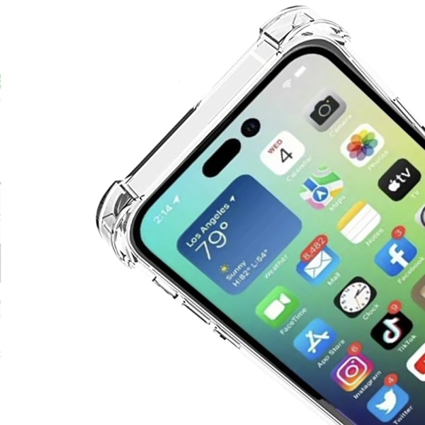 iPhone 14 Pro Max - Stilrent Praktiskt Skyddsskal Korthållare Genomskinlig