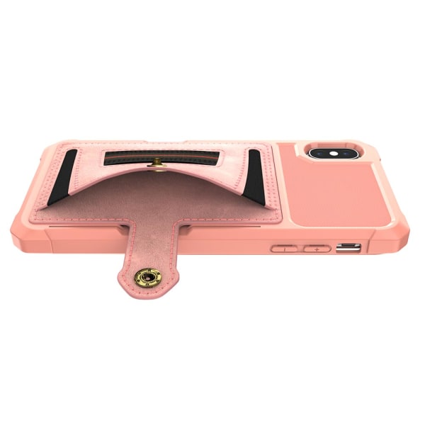 iPhone XS Max - Ainutlaatuinen suojakuori korttilokerolla Roséguld