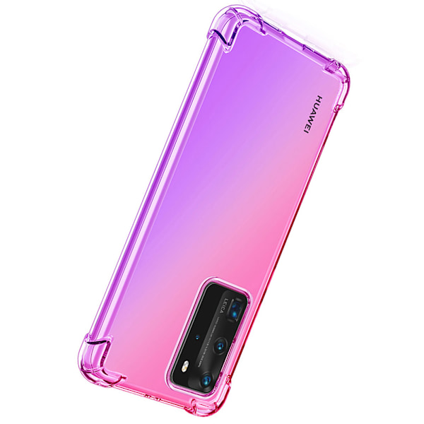 Huawei P40 Pro - Stilsäkert Silikonskal Blå/Rosa