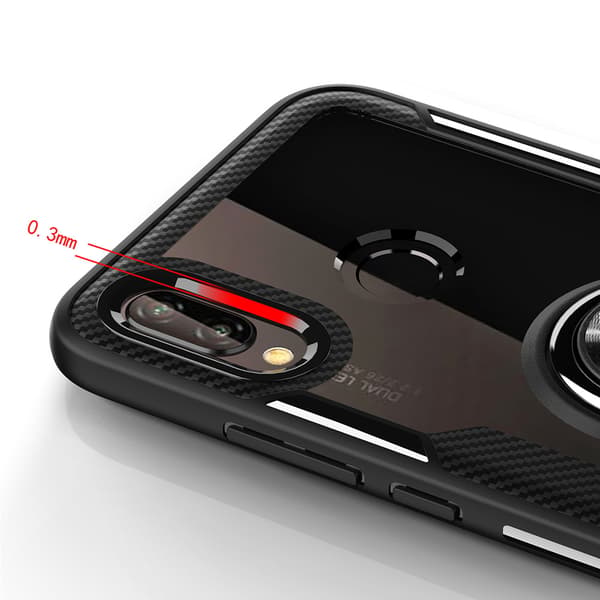 Huawei P20 Lite - Leman Skal med Ringhållare Marinblå/Silver Marinblå/Silver