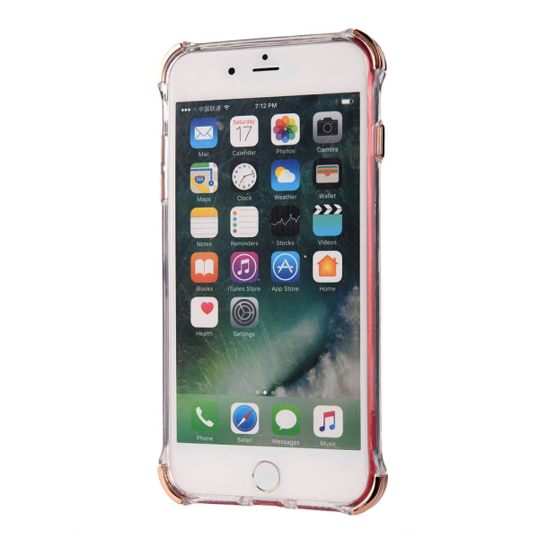 Tyylikäs silikonikuori sormustelineellä - iPhone 8 Plus Röd