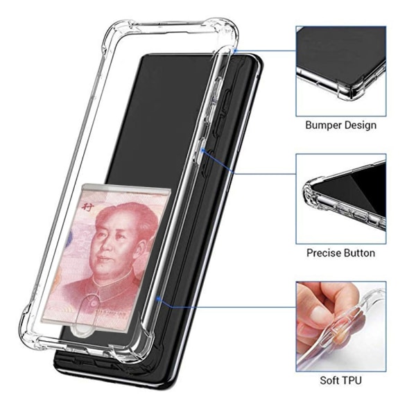 Glat cover med kortholder - Samsung Galaxy A40 Transparent/Genomskinlig