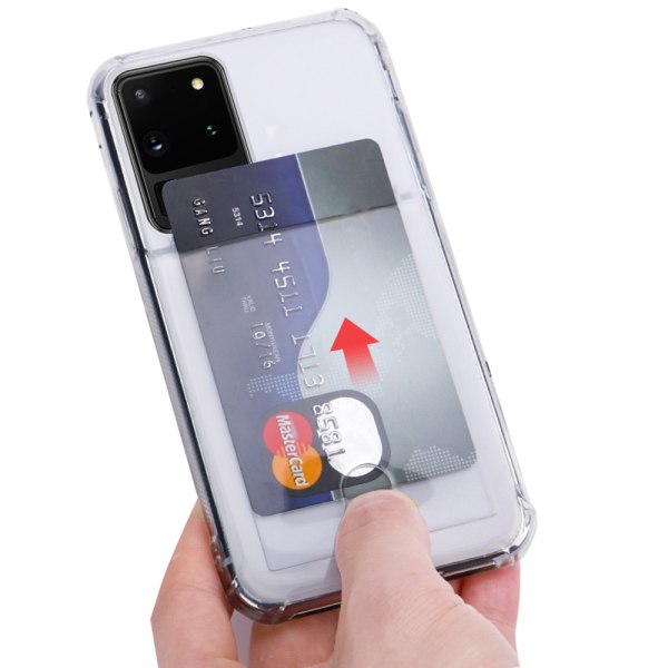 Samsung Galaxy S20 Ultra - Skyddande Skal med Korthållare Transparent