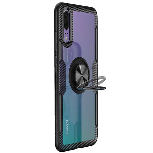 Huawei P20 - Skyddsskal med Ringhållare (LEMAN) Blå/Blå