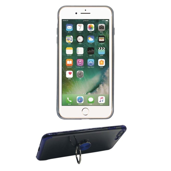 iPhone 7 Plus - Käytännöllinen silikonikotelo FLOVEME sormustelineellä Blå