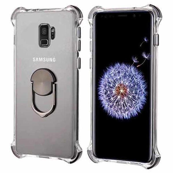 Samsung Galaxy S9 - Skyddande Silikonskal med Ringhållare Röd