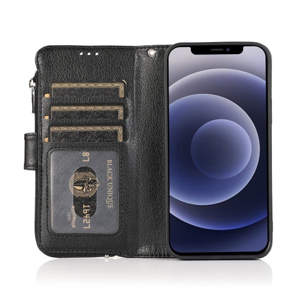 iPhone 12 Mini - Elegant Smooth Wallet Cover Svart
