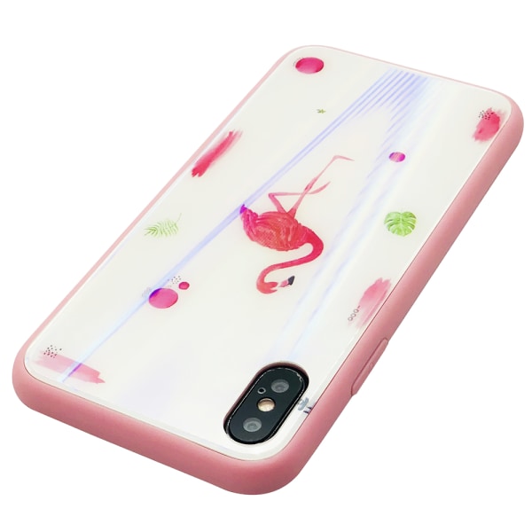 Elegant Skyddskal till iPhone X/XS (Härdat glas) Flamingo