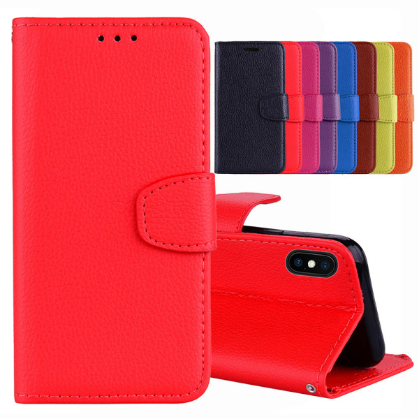 Käytännöllinen kotelo lompakolla iPhone XR:lle Röd