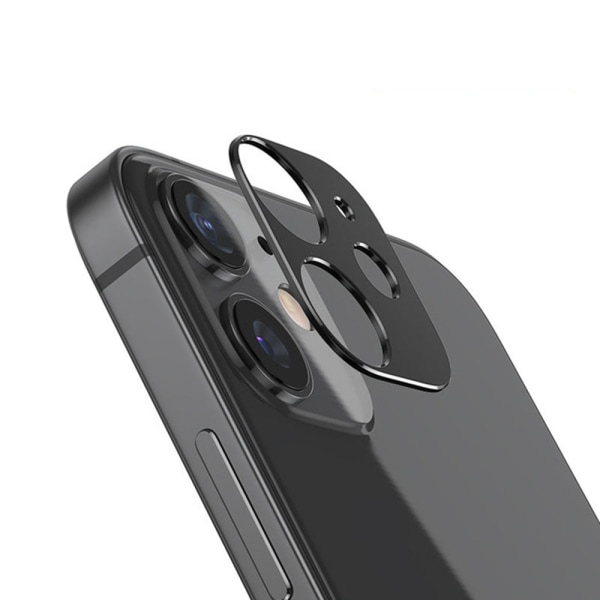 iPhone 12 alumiiniseoksesta valmistettu kameran linssisuoja Svart